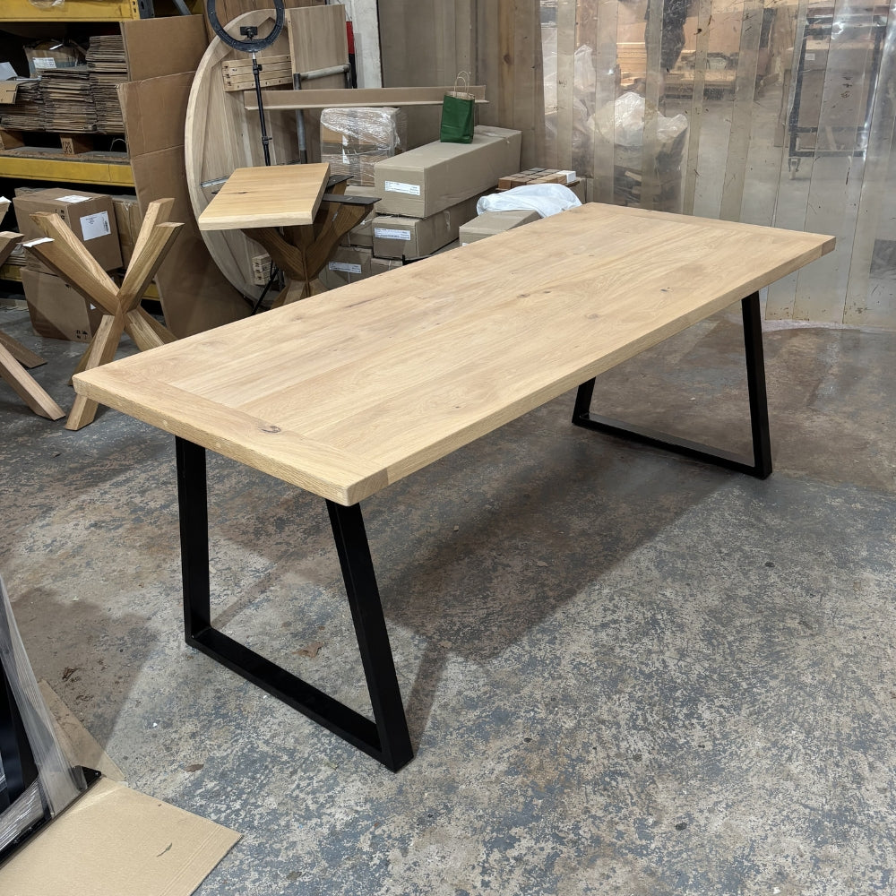 Outlet - Solid Oak Boscobel top 200cm x 90cm - Choice of legs - Stained in Mist