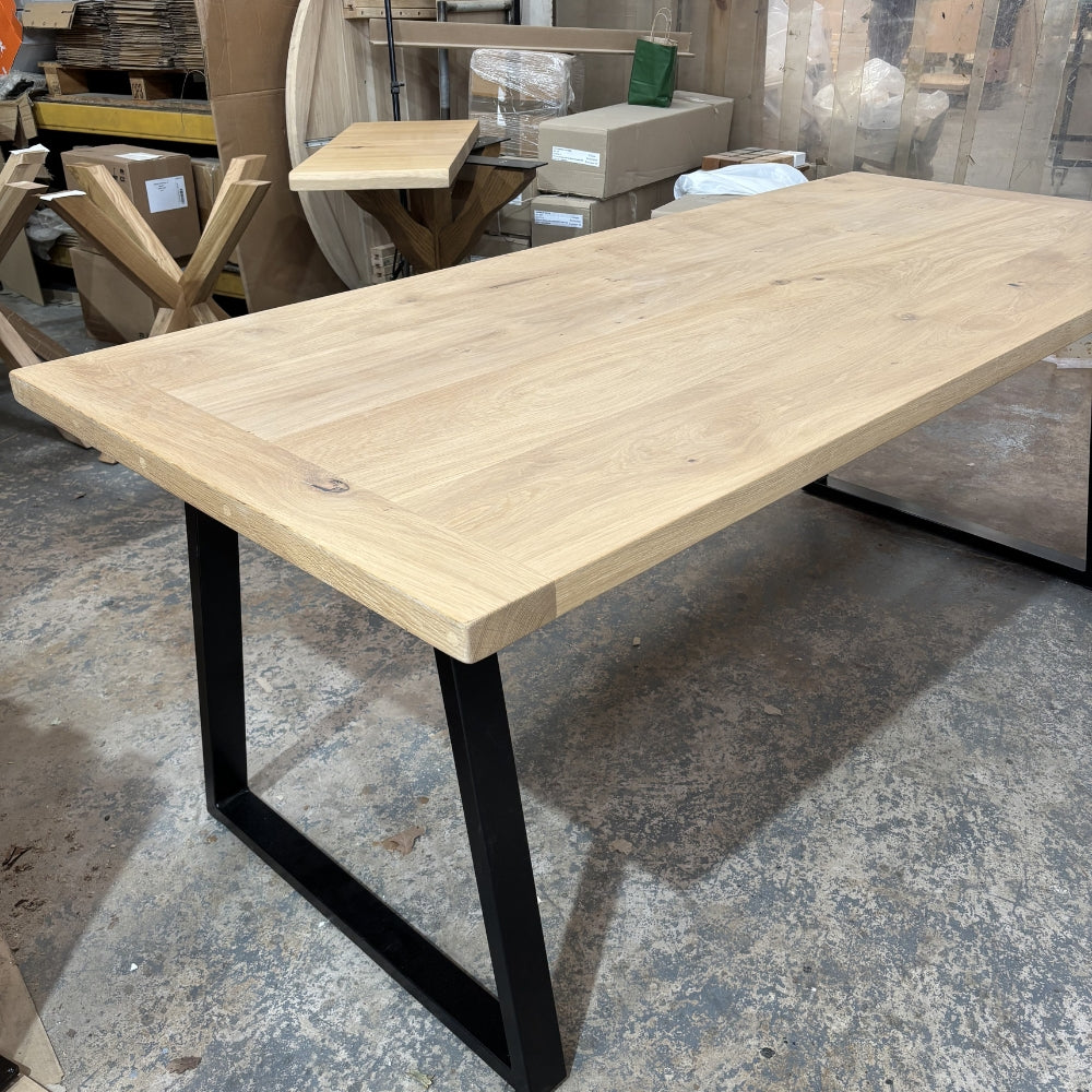 Outlet - Solid Oak Boscobel top 200cm x 90cm - Choice of legs - Stained in Mist