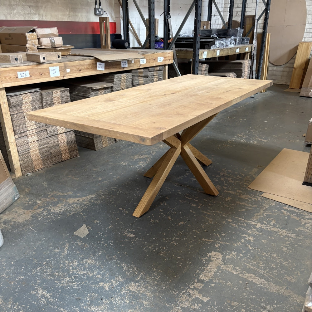 Outlet - Solid Oak Boscobel top 200cm x 90cm - Choice of legs - Stained in Mist