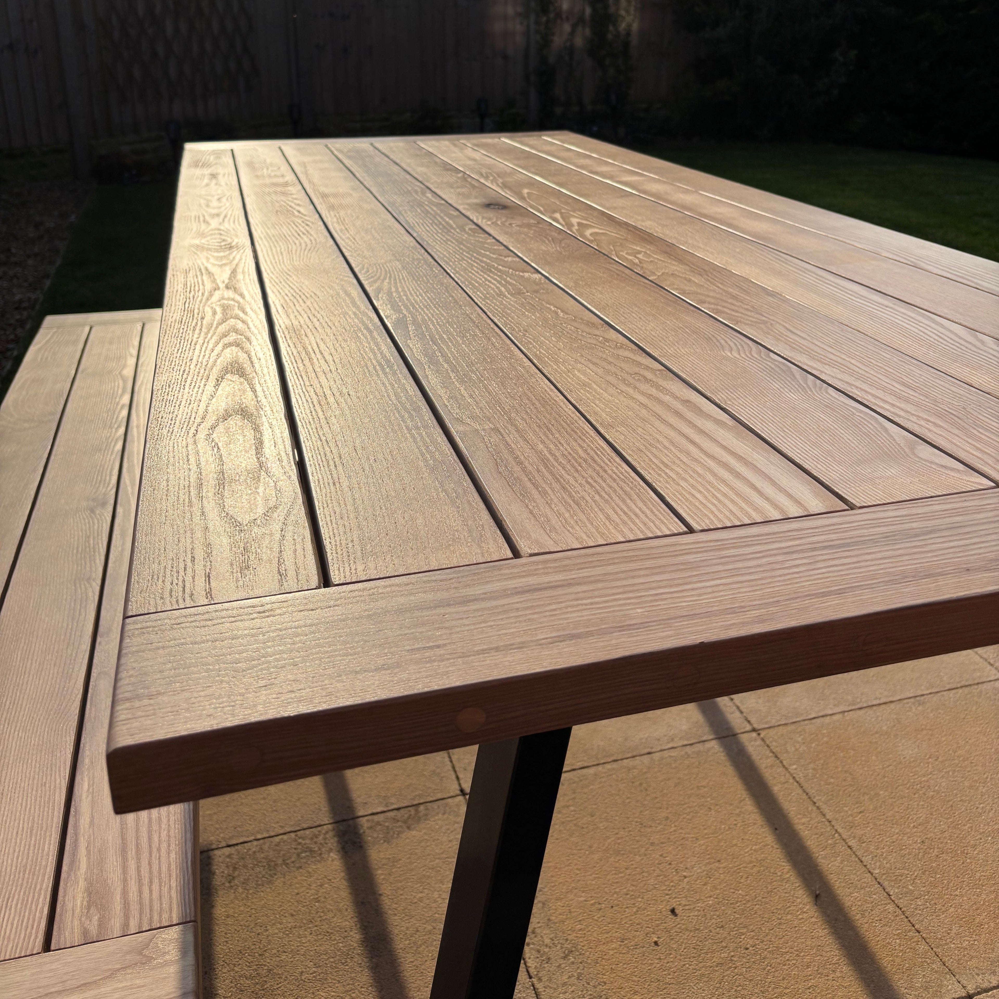 Solid White Ash Garden Dining Table and Bench Set