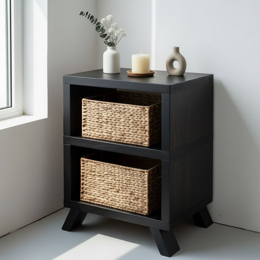 Rustic Side Table with Shelves