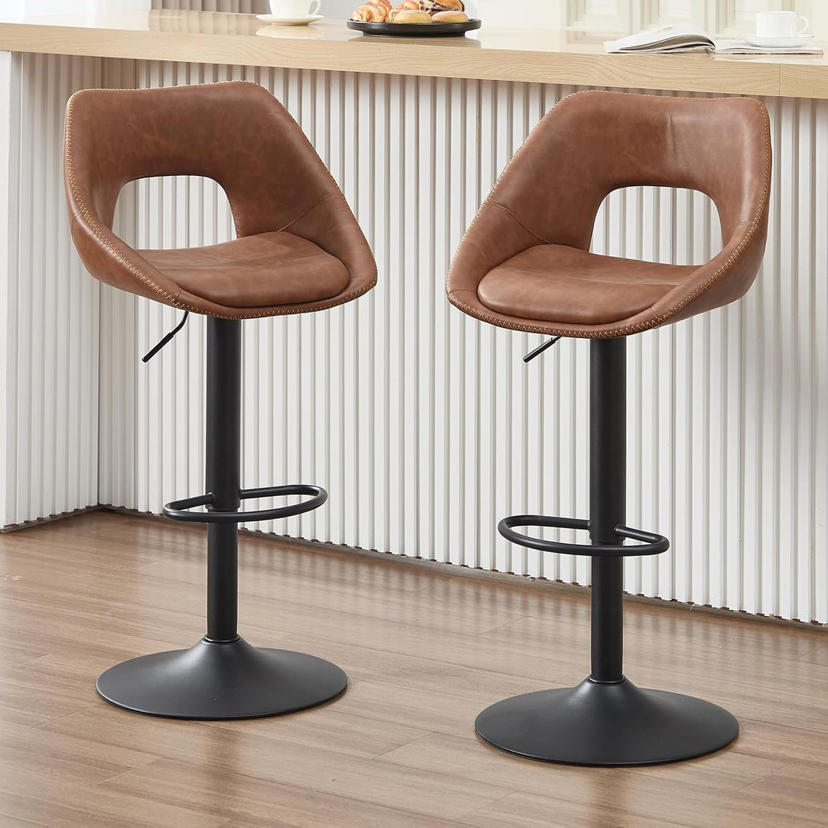 Backup Breakfast Bar Stool - Swival PU Leather Set of Two