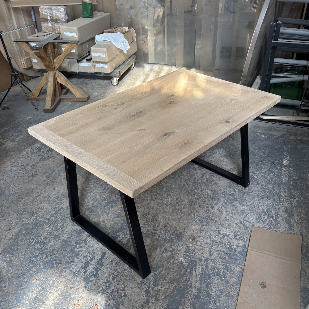 Solid Oak 140cm x 90cm Oak boscobel top Table with Choice of legs - Choose the Stain