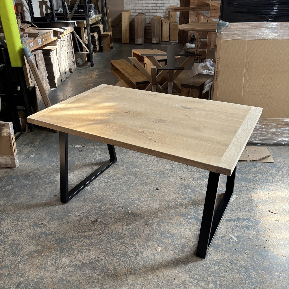 Solid Oak 140cm x 90cm Oak boscobel top Table with Choice of legs - Choose the Stain
