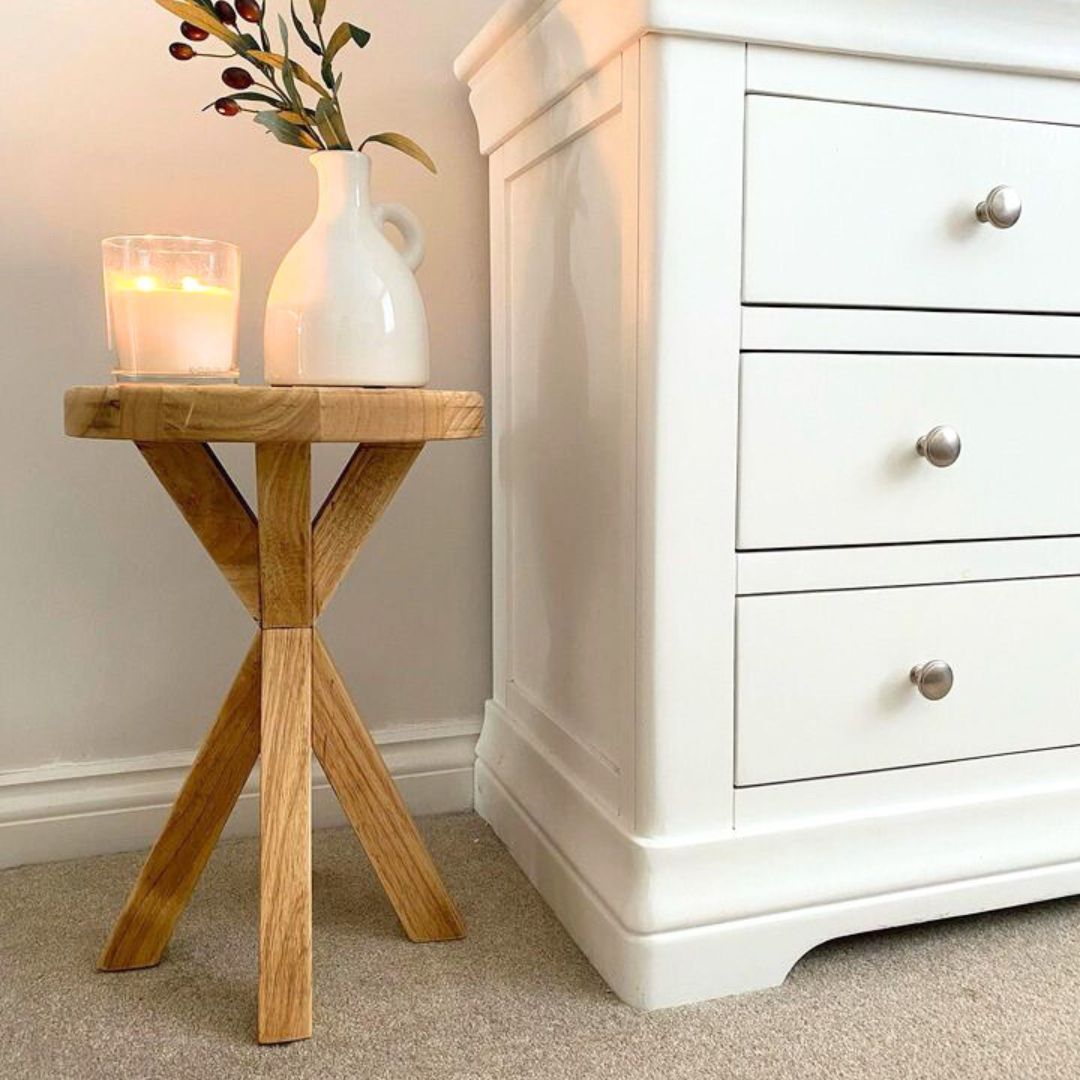 Rustic Wooden side table - Crossed leg table - Boston side table Masterplank UK