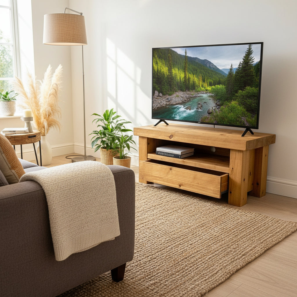 Bronson Chunky Rustic TV Unit coffee table with drawer option Tables masterplank-shop