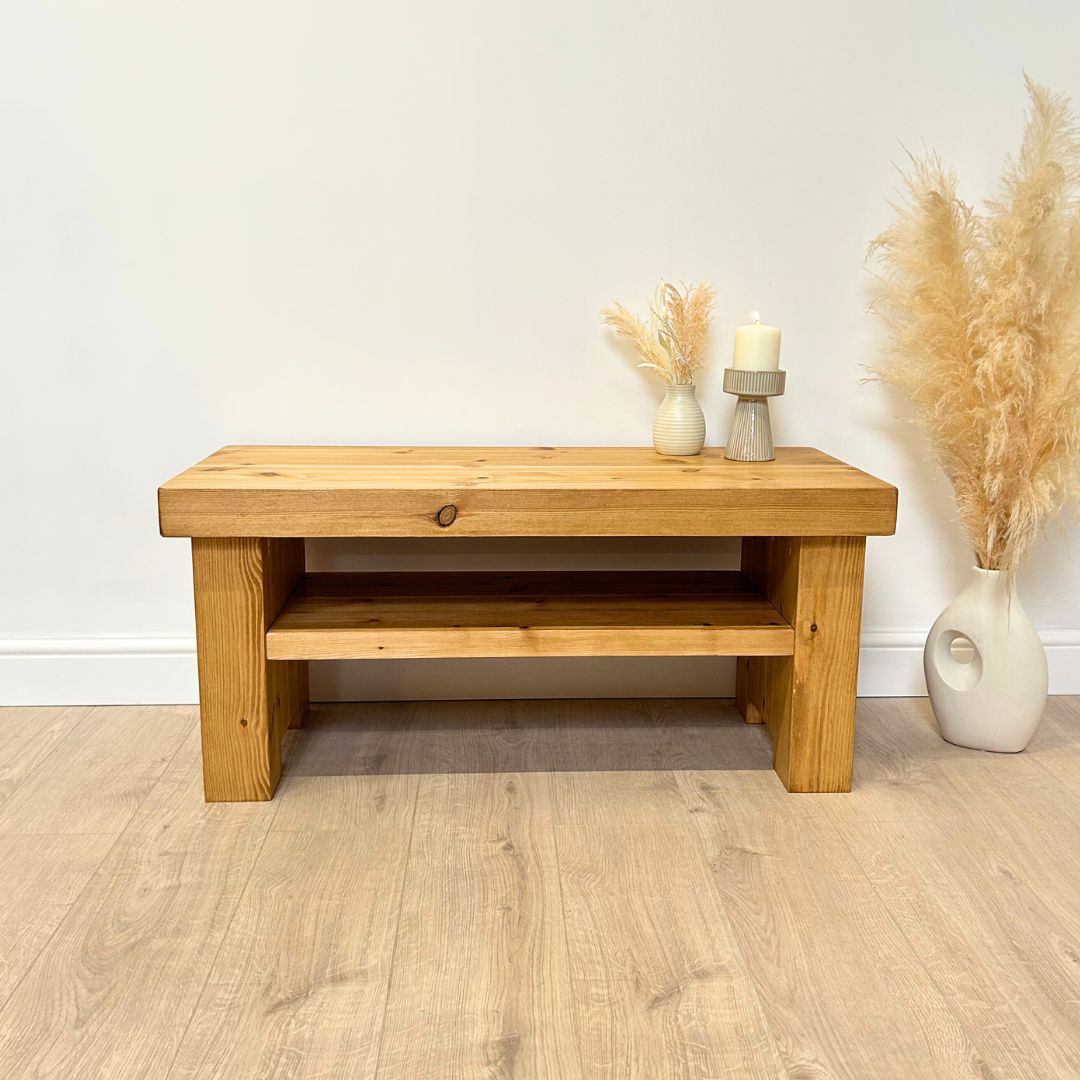 Bronson Chunky Rustic TV Unit coffee table with drawer option Tables masterplank-shop Small Shelf Only