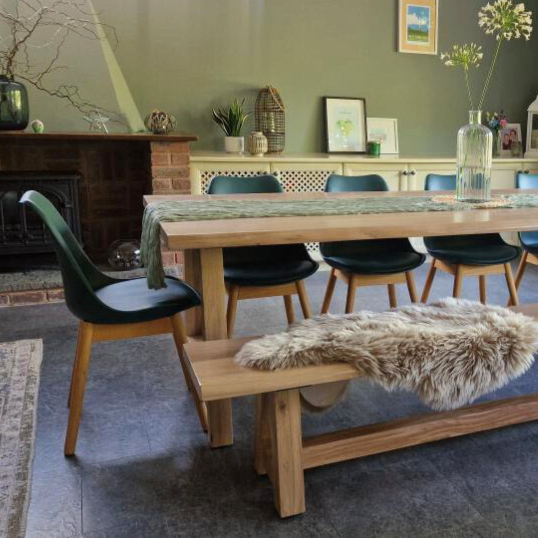 Chopwell Dining table - Solid Oak trestle dining table Oak legs