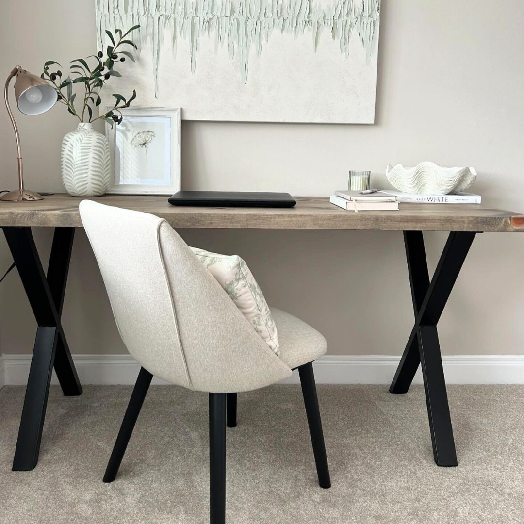 Rustic wooden office desk - Cross frame legs Desks masterplank-shop