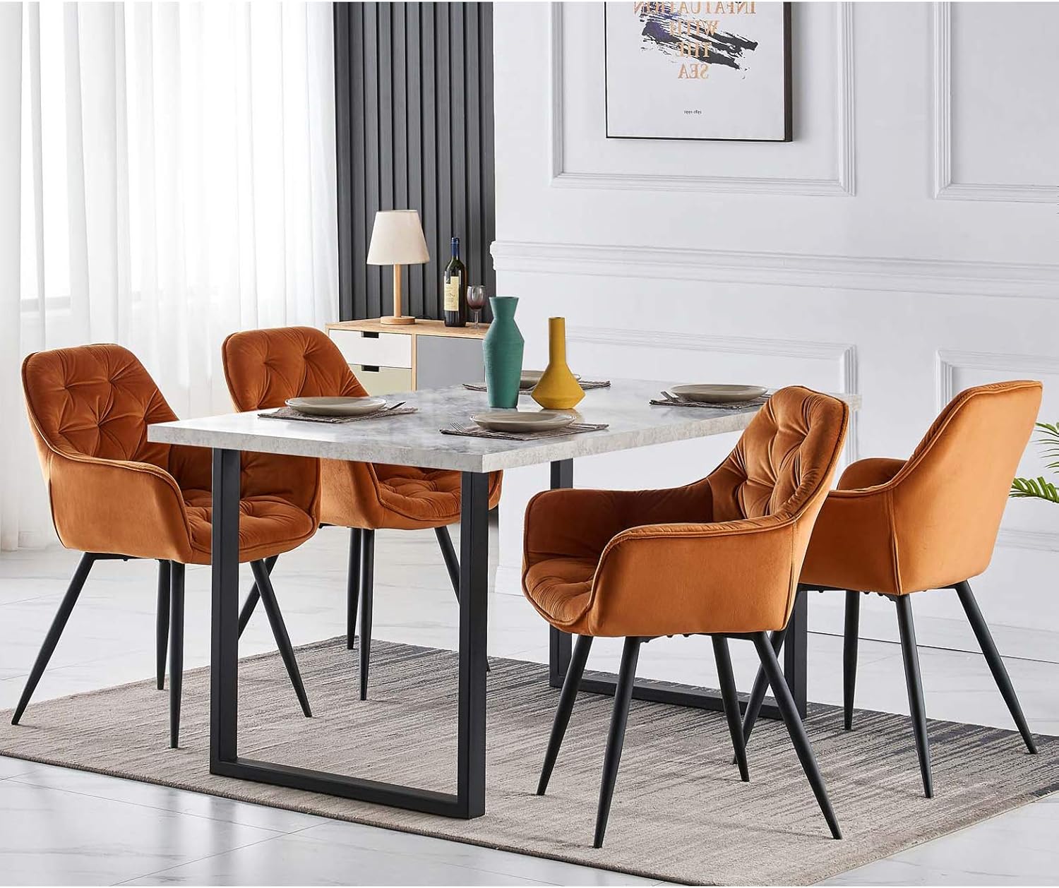 Dalby Thick cushioned velvet Dining Chairs - Set of Two