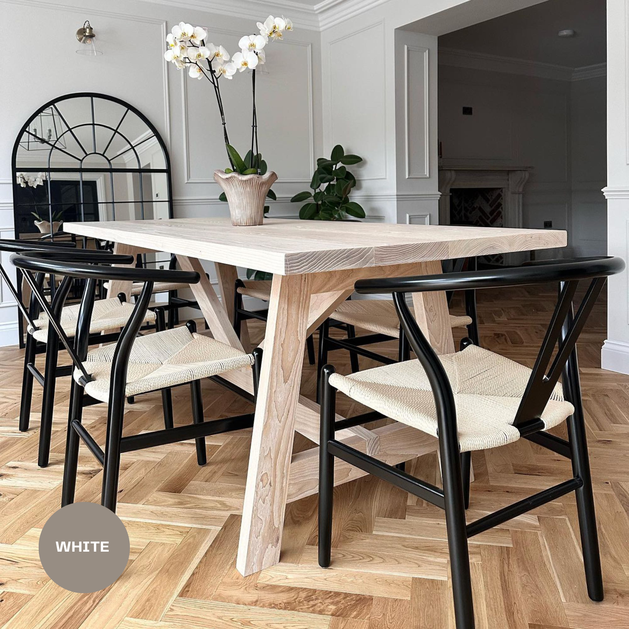 Delamere - Solid Ash wooden trestle dining table – Masterplank UK