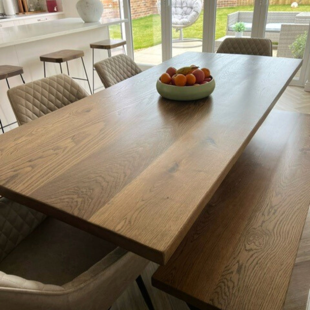 Rustic Solid Oak Dining table set - spider leg - masterplankuk shop
