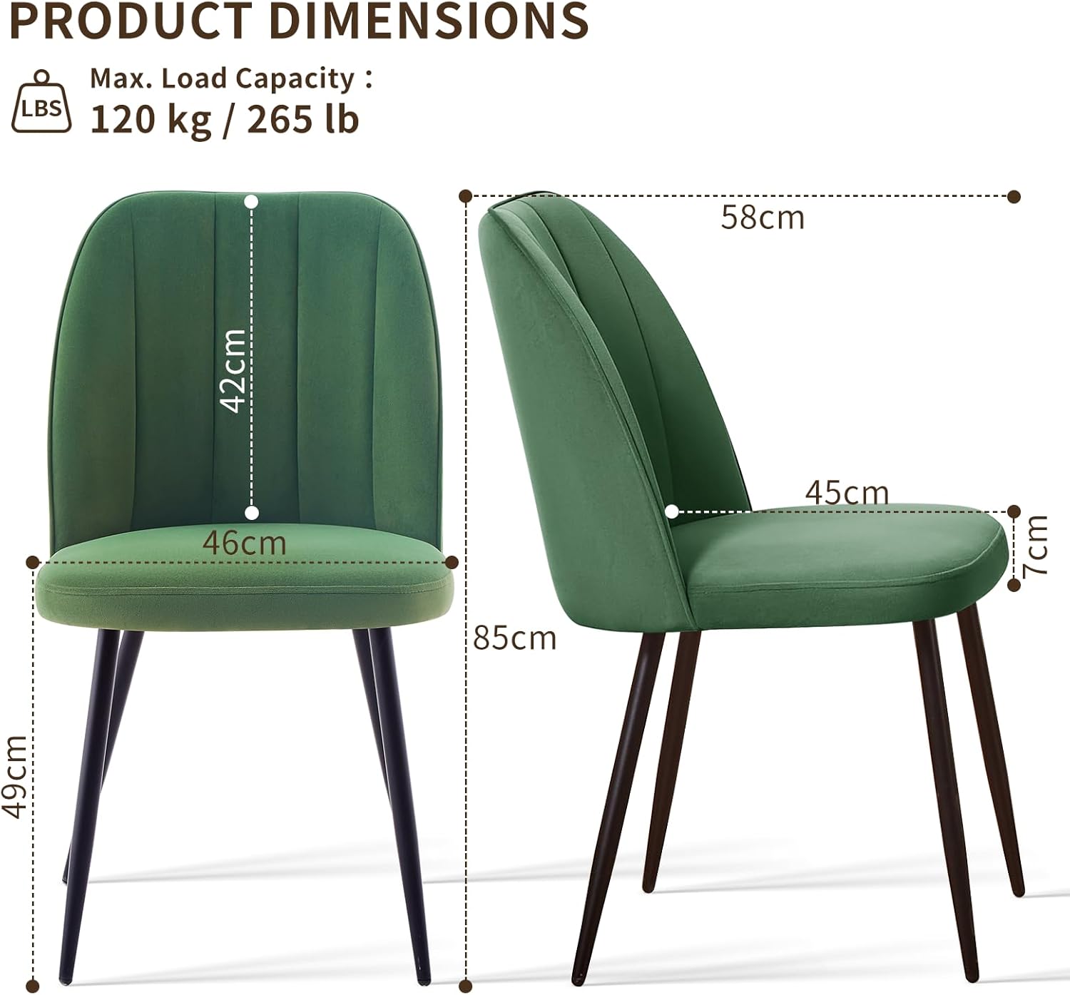 Hedger Dining Chairs - Velvet/Faux leather - Set of two