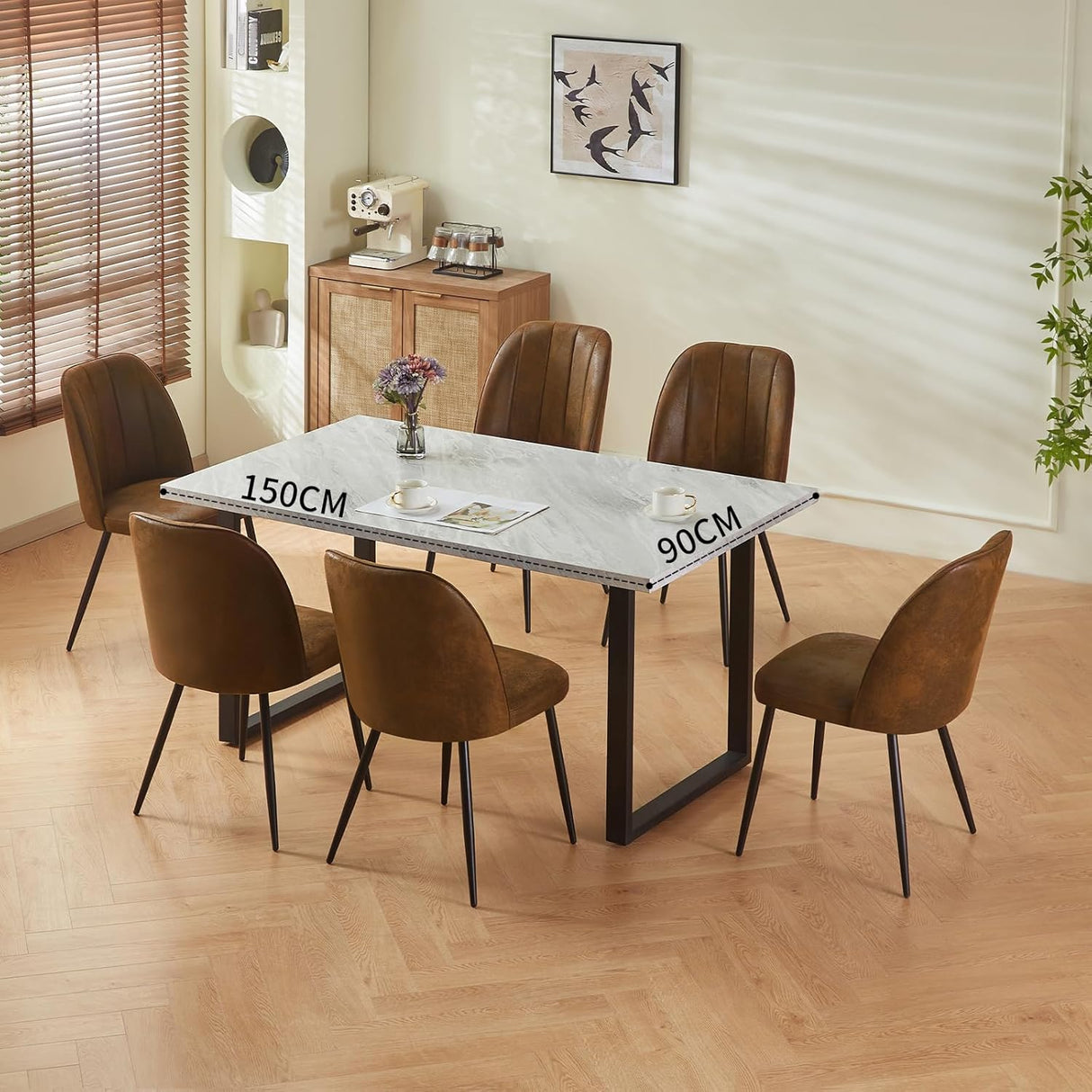 Hedger Dining Chairs - Velvet/Faux leather - Set of two