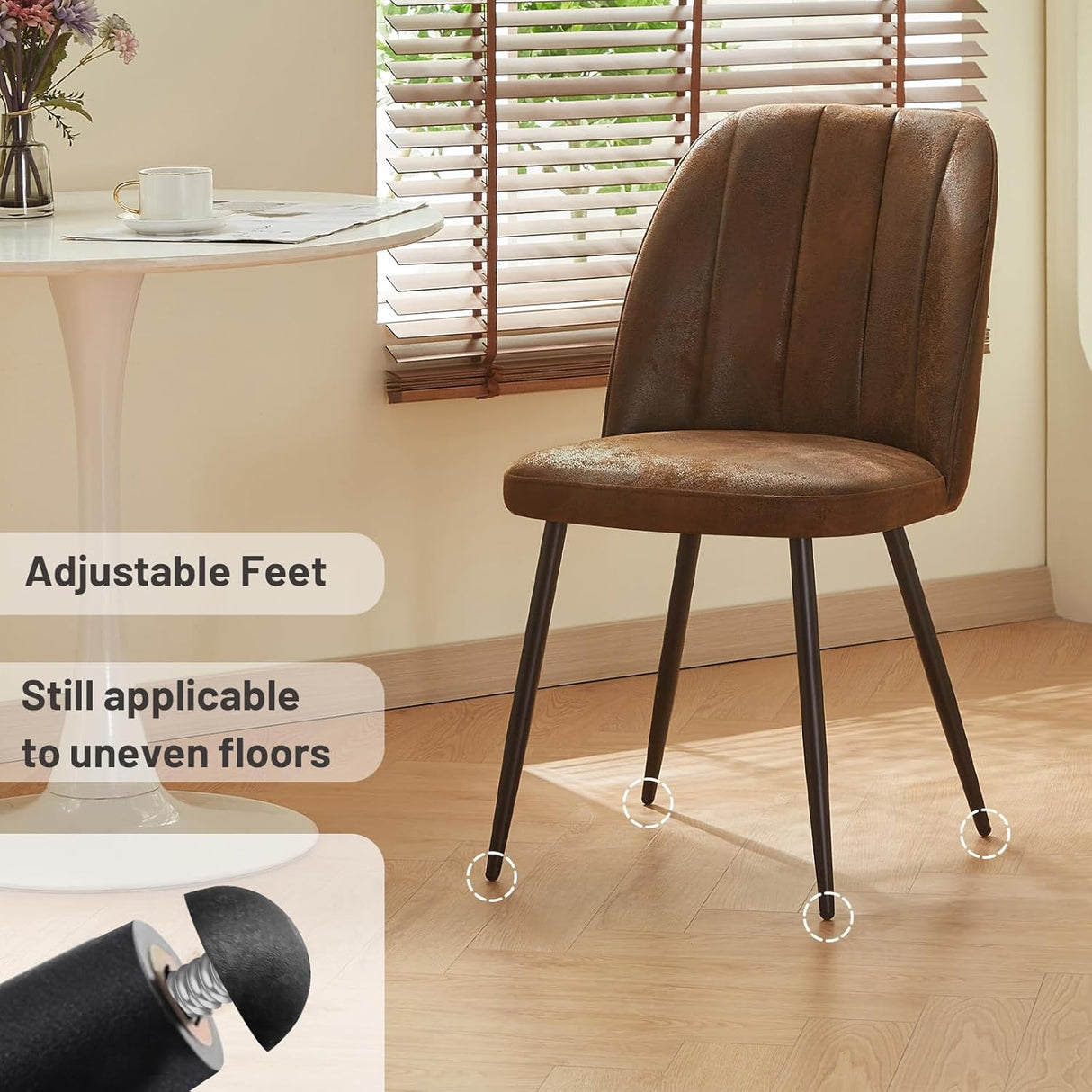 Hedger Dining Chairs - Velvet/Faux leather - Set of two