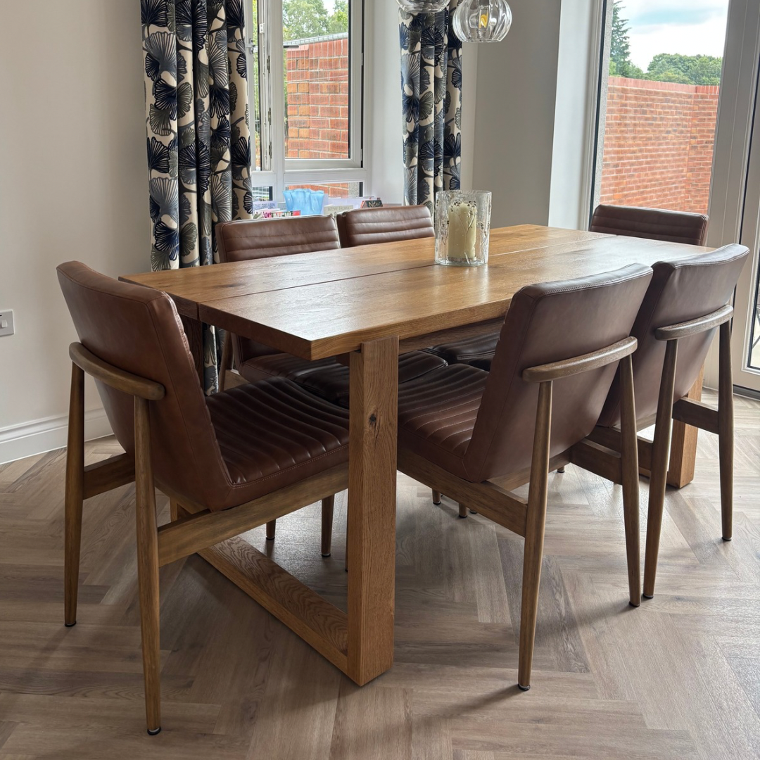 Burnan Solid Oak Dining Table Set - Oak Box legs