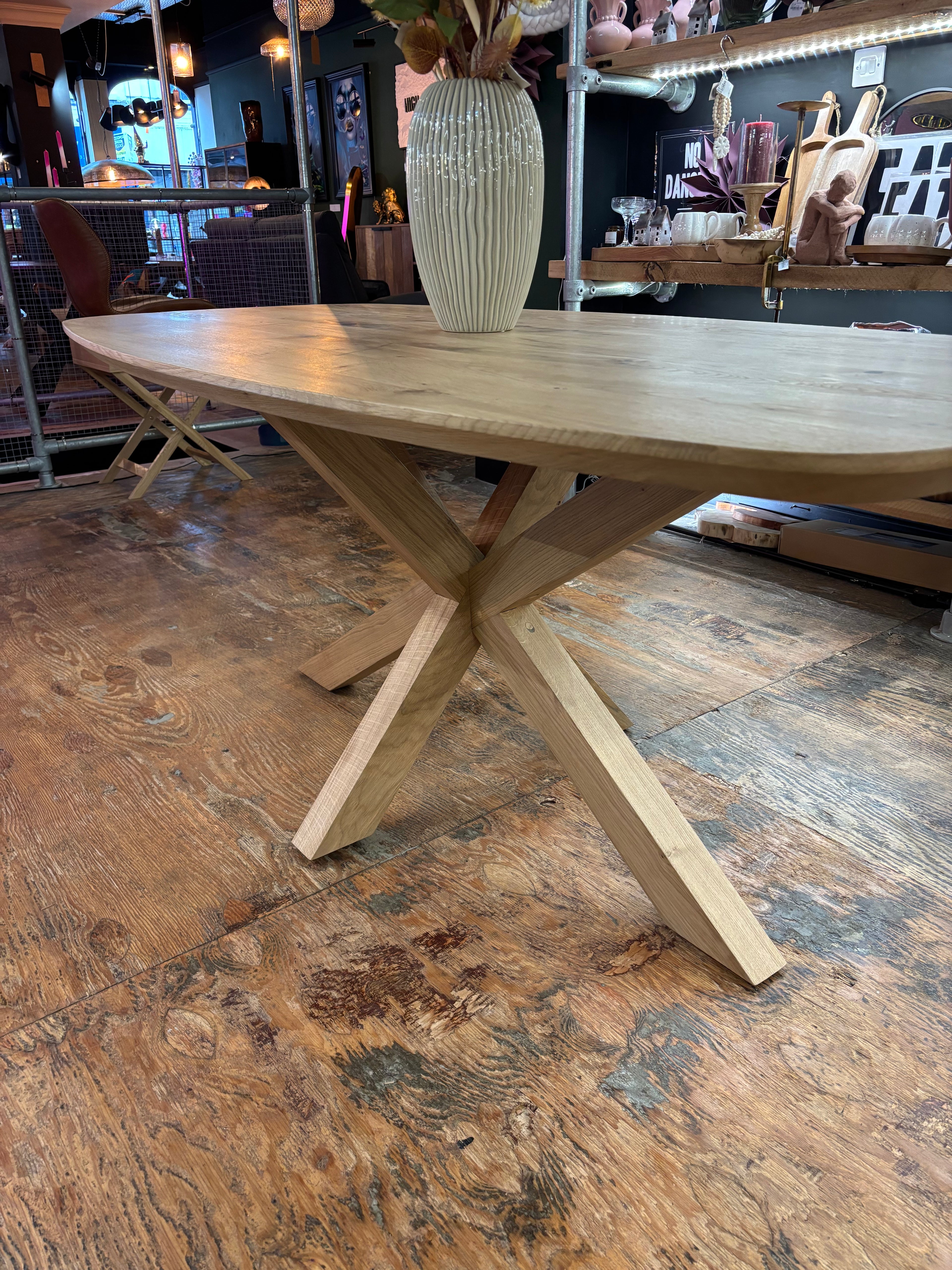 Ex Demo - Solid Oak 180cm x 90cm Danish Oval Table