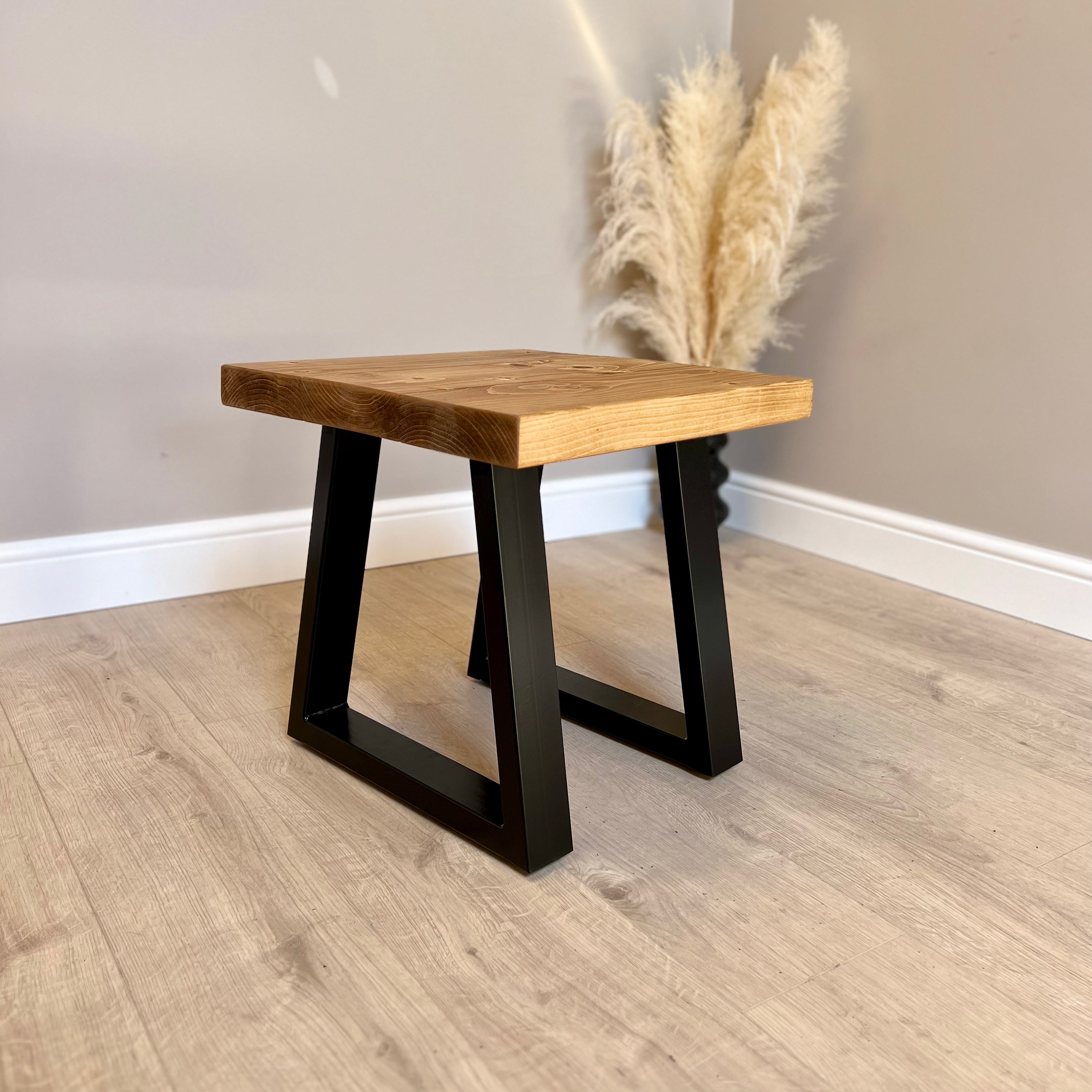 Rustic Coffee table, Bedside Table, side table - Trapeze legs Tables masterplank-shop