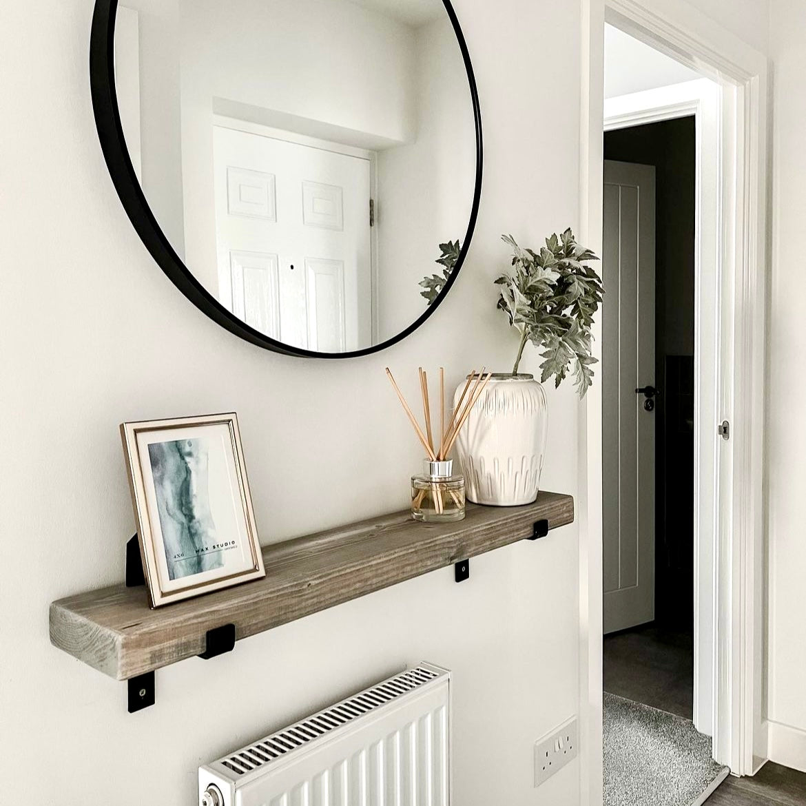 Rustic Wooden Radiator Shelf handcrafted in the UK Shelves masterplank-shop