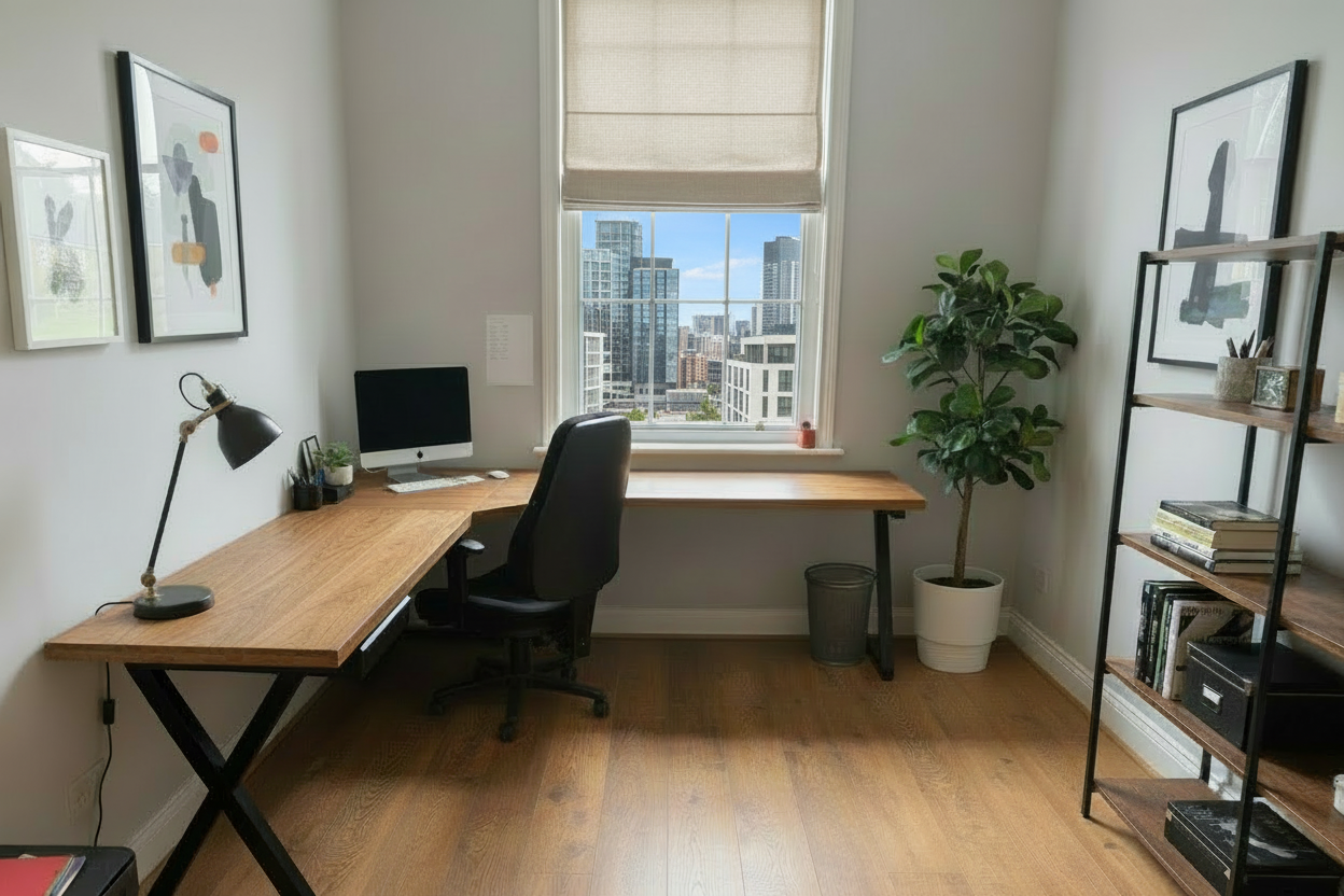 Rustic Corner Wooden office desk - Choice of legs