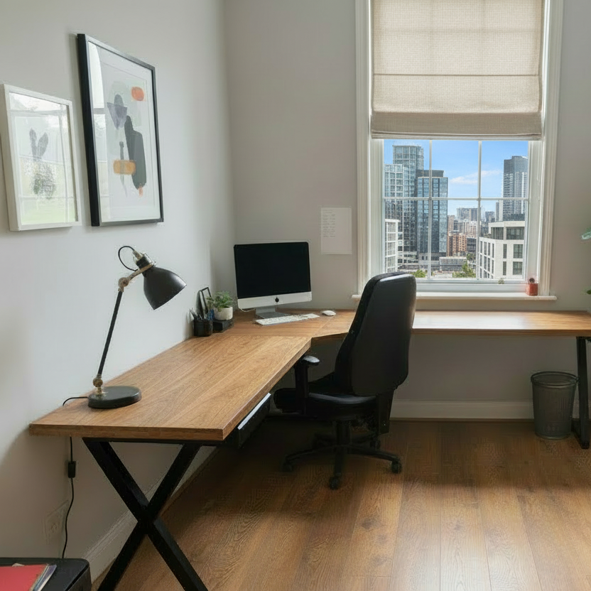 Rustic Corner Wooden office desk - Choice of legs