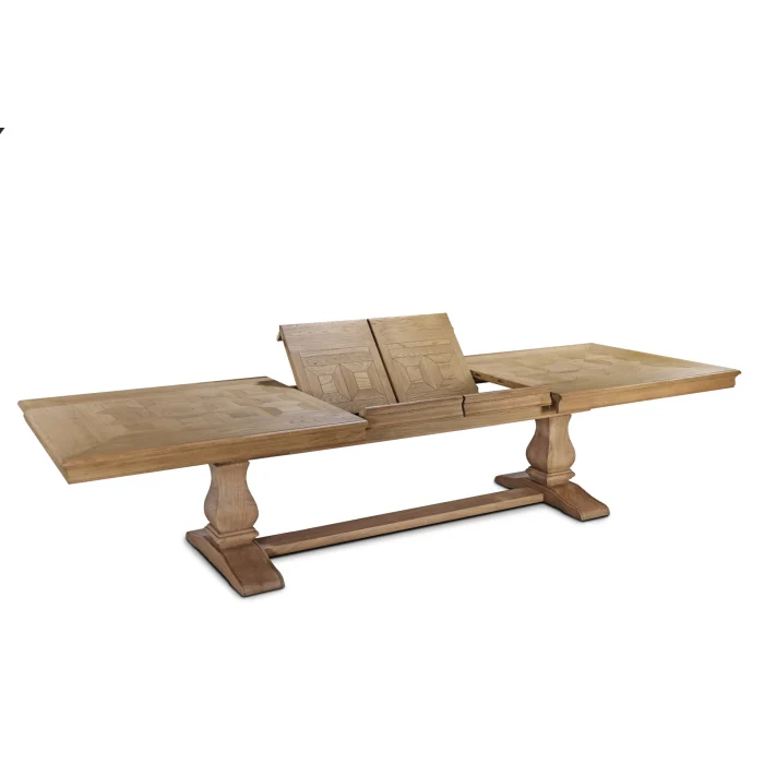 Wooden extending table on a white background