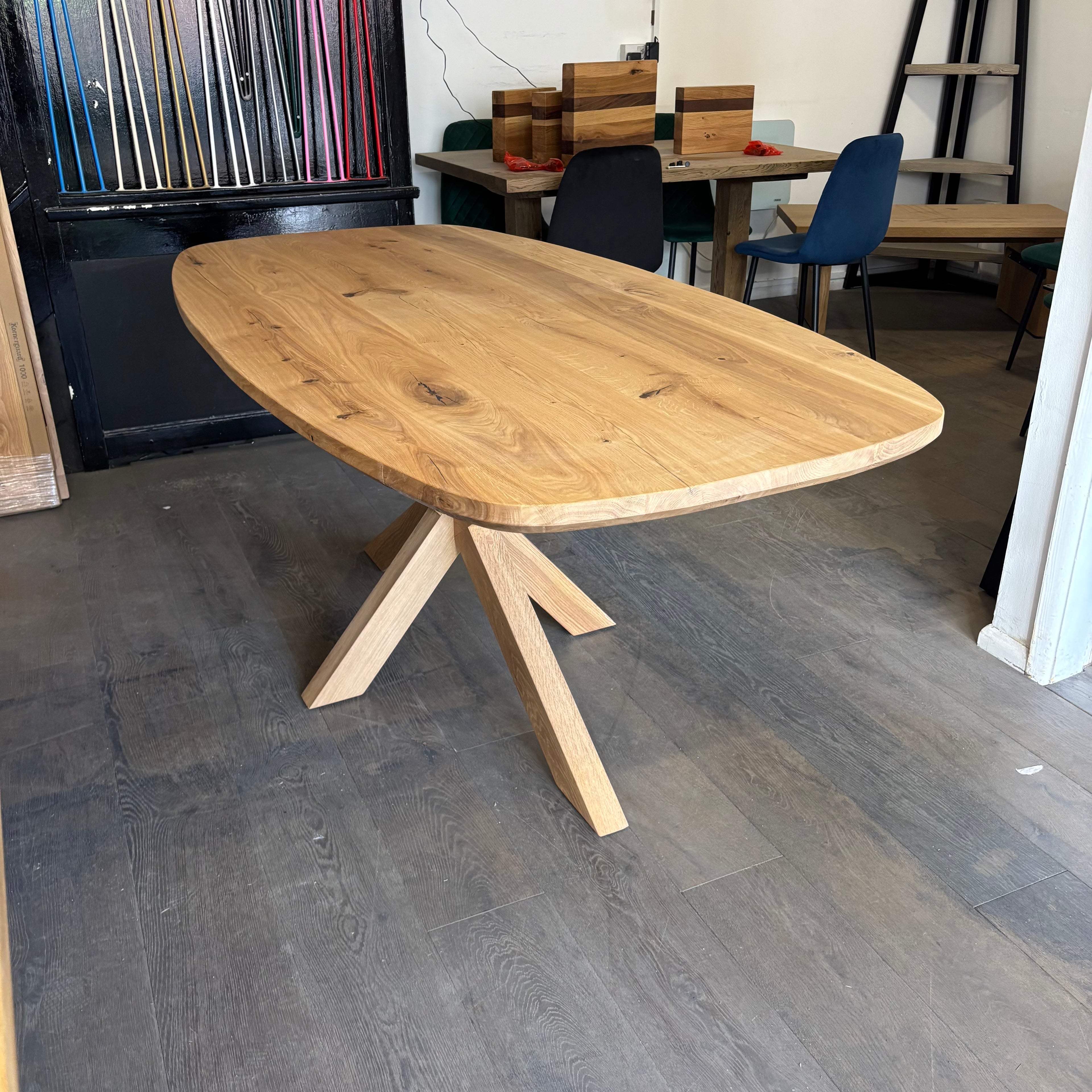 Ex Demo - Solid Oak 180cm x 90cm Danish Oak Table with Oak spider legs - Bourbon stain