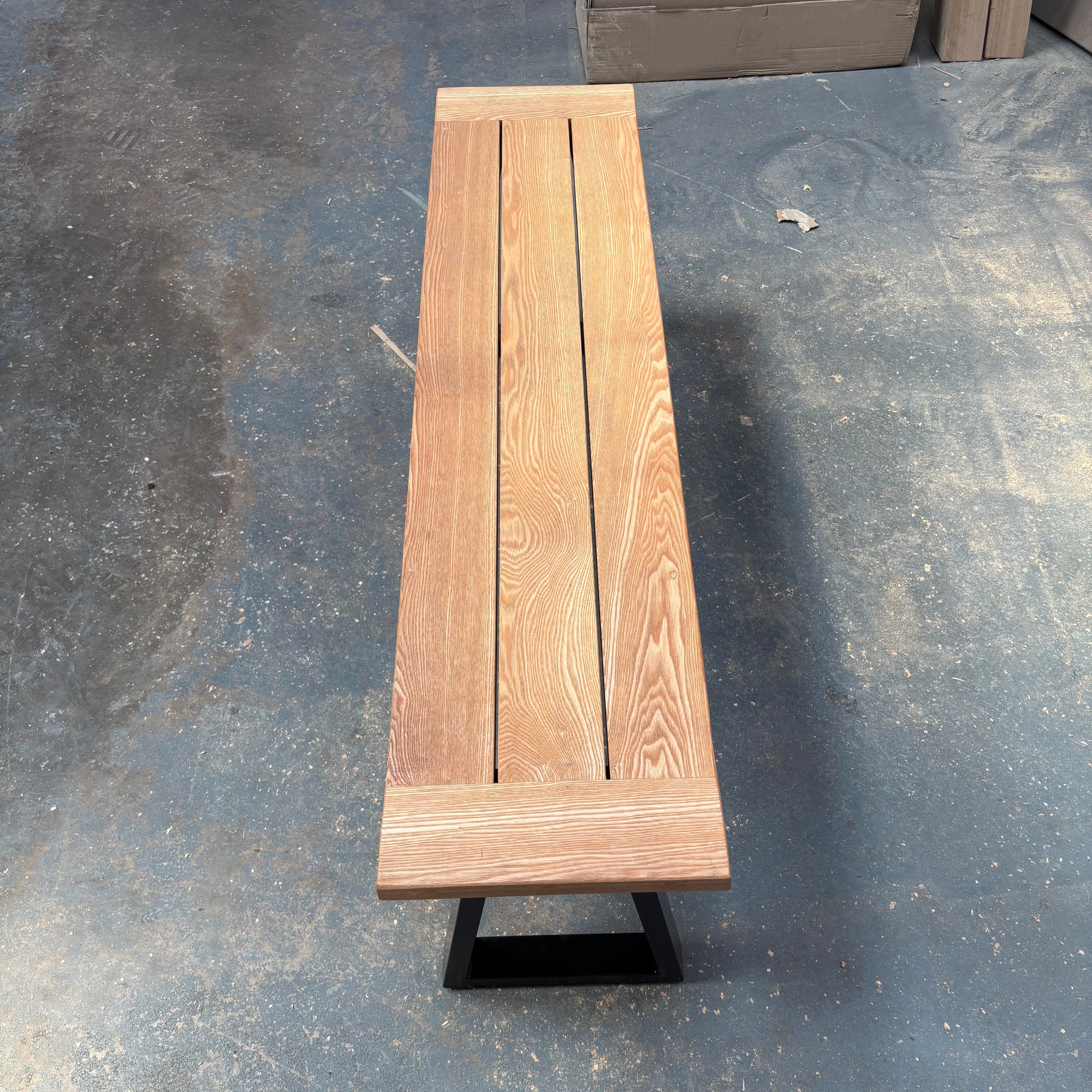 Ex Demo - Solid Ash Wooden Bench Thin Trapeze legs - 128cm x 30cm