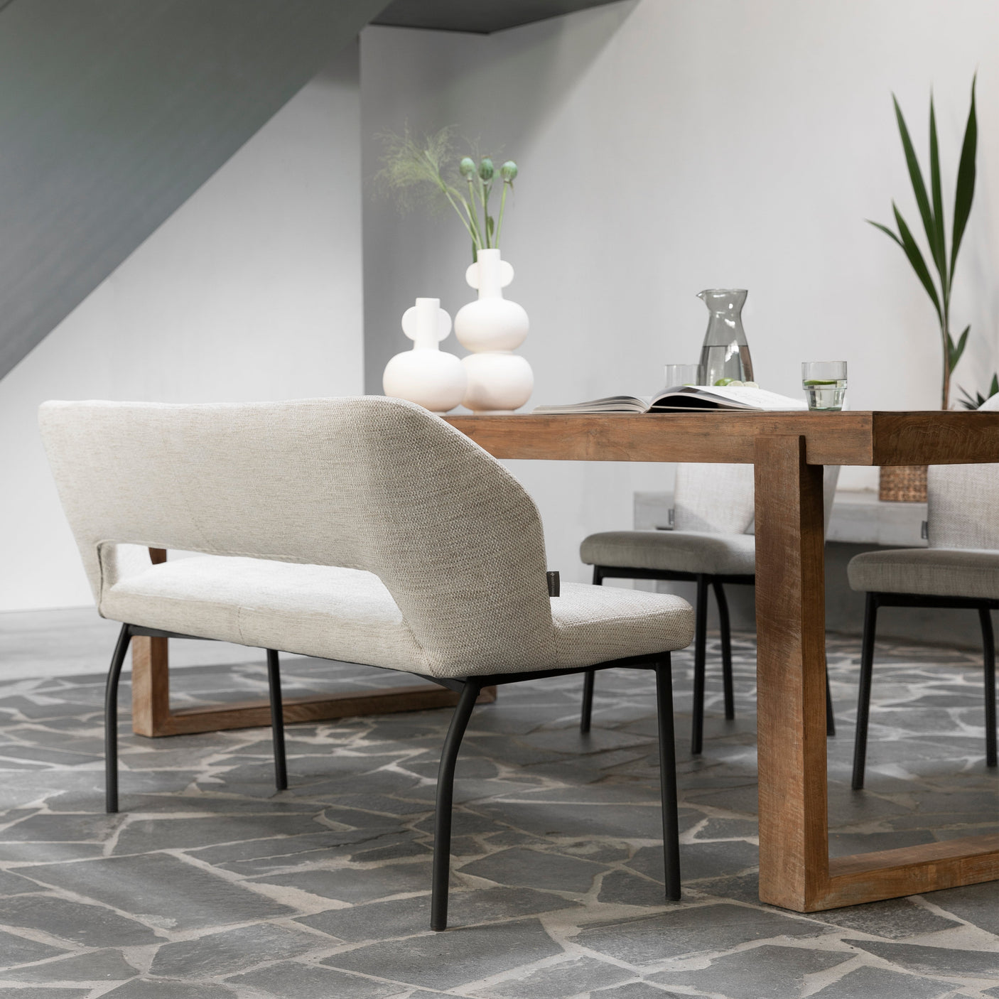 Burnan Solid Oak Dining Table Set - Oak Box legs masterplank uk