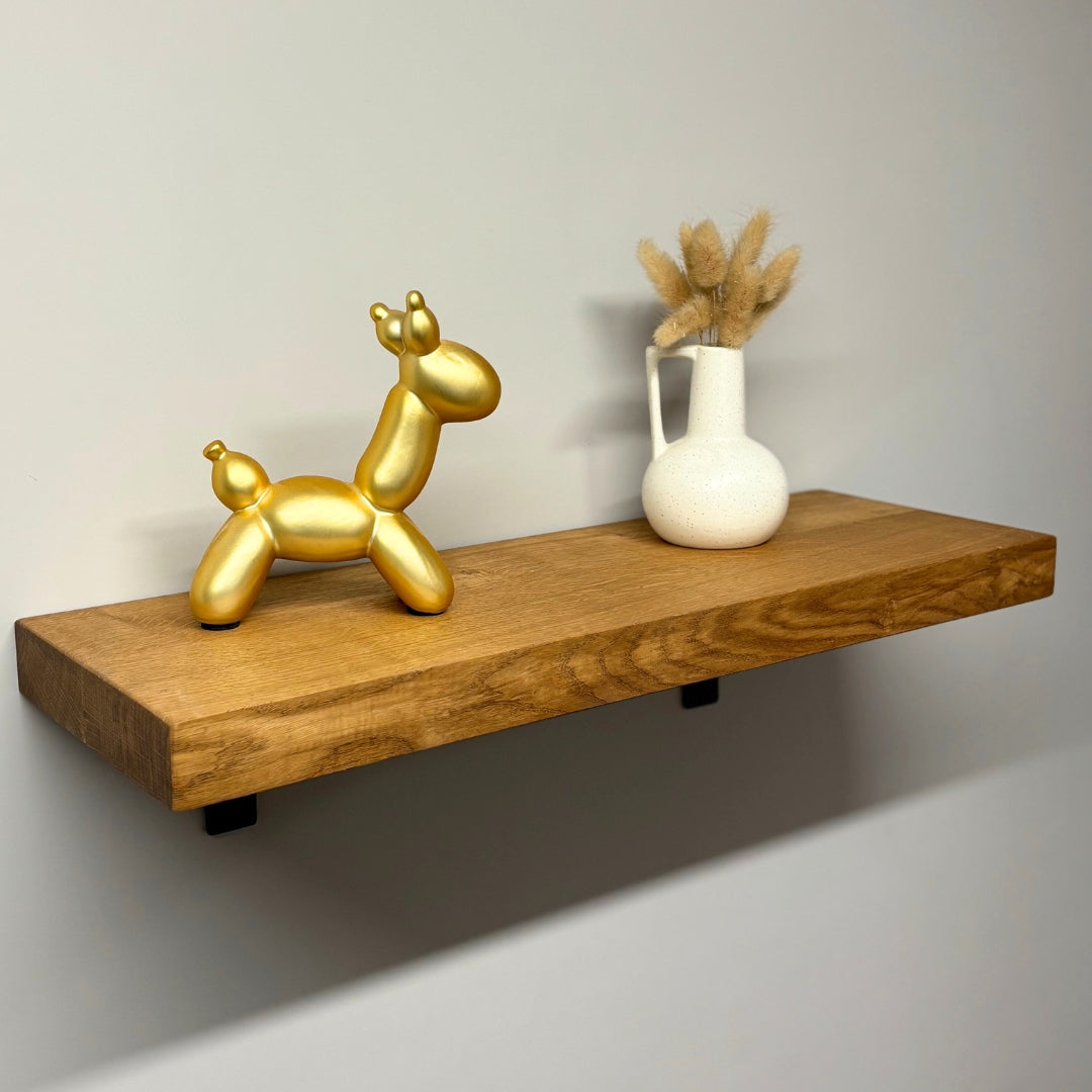 Solid Oak Wooden Shelf with Brackets