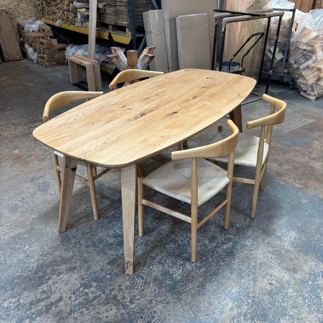 Ex Demo - Solid Oak Danish Oval - 180cm x 90cm wide - Stained in Bourbon
