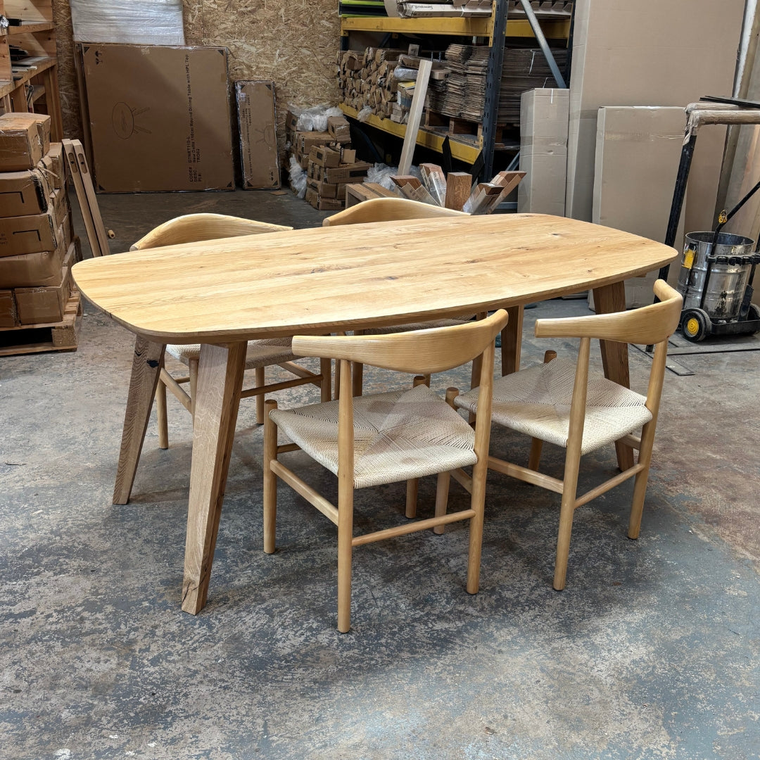 Ex Demo - Solid Oak Danish Oval - 180cm x 90cm wide - Stained in Bourbon