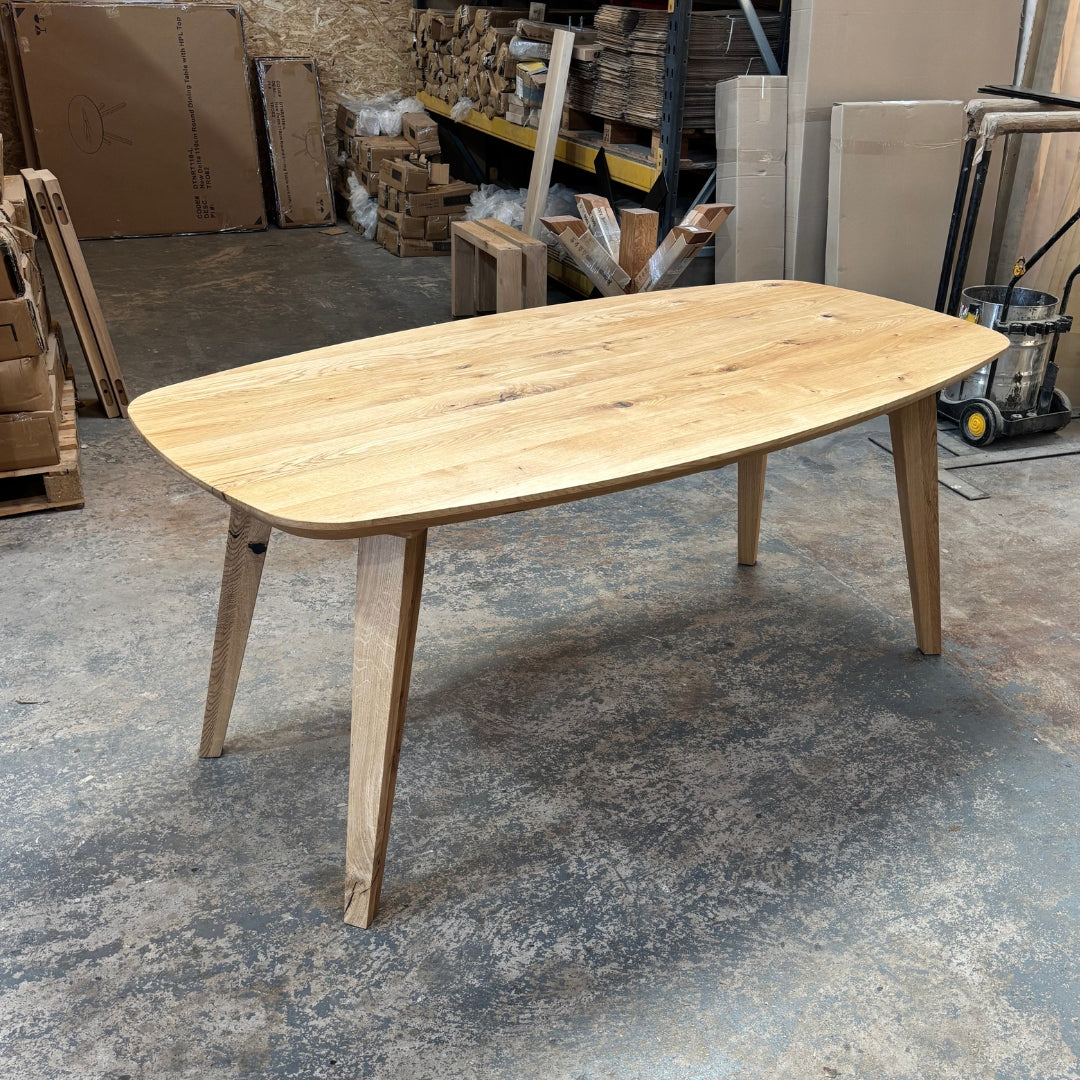 Ex Demo - Solid Oak Danish Oval - 180cm x 90cm wide - Stained in Bourbon