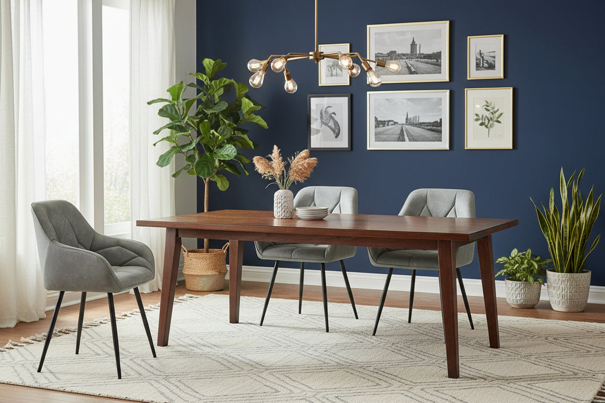 faux leather dining chairs with wooden table