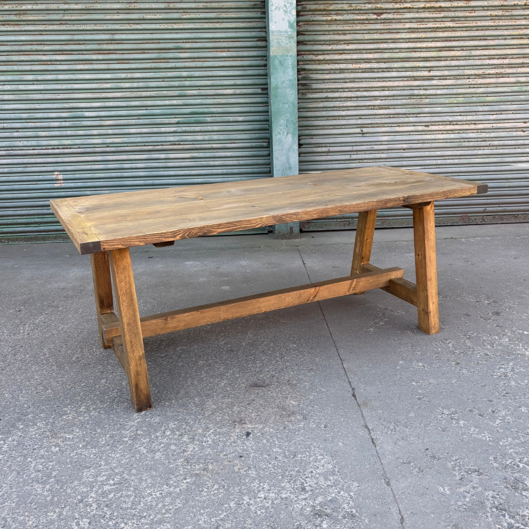 Rustic Pine Trestle Dining Table