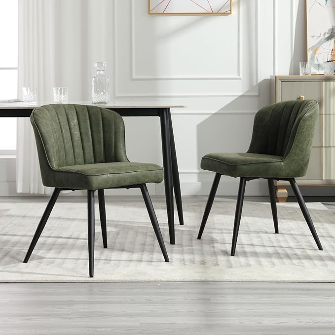 Quilted PU Leather Dining Chairs - Set of Two