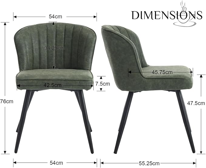 Quilted PU Leather Dining Chairs - Set of Two