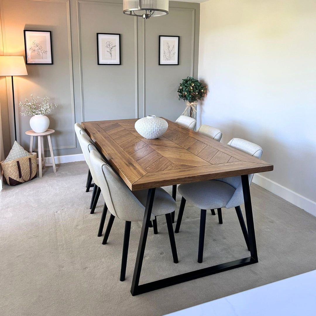 Roscel Herringbone Solid Oak Dining table