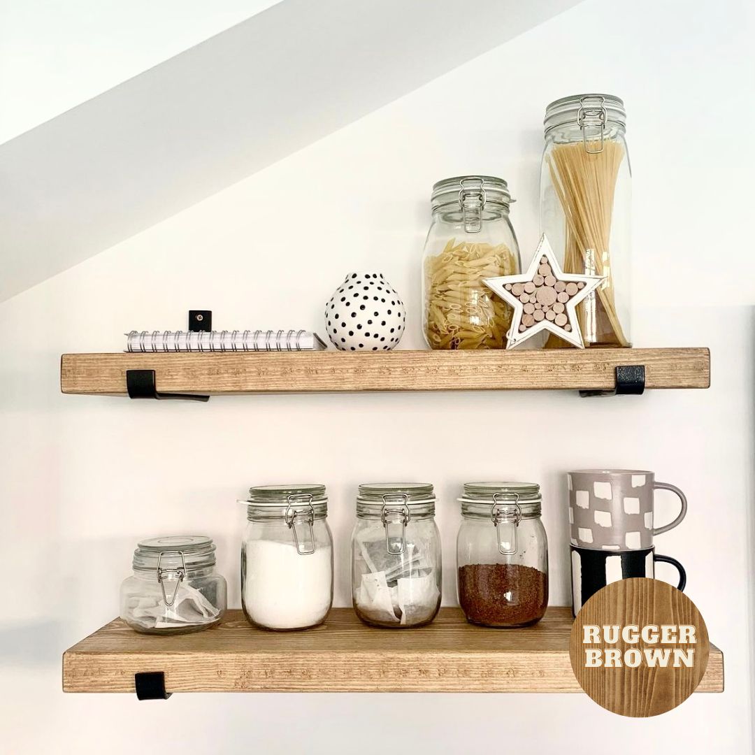 Pair of Rustic Wooden Shelves handcrafted in the UK Shelves masterplank-shop