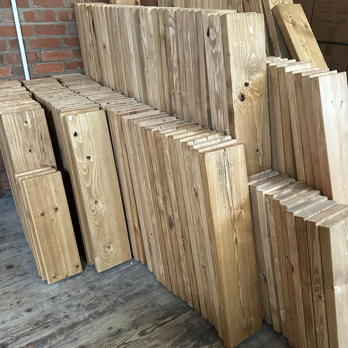 Pair of Rustic Wooden Shelves with Seated L Brackets handcrafted in the UK Shelves Masterplank UK