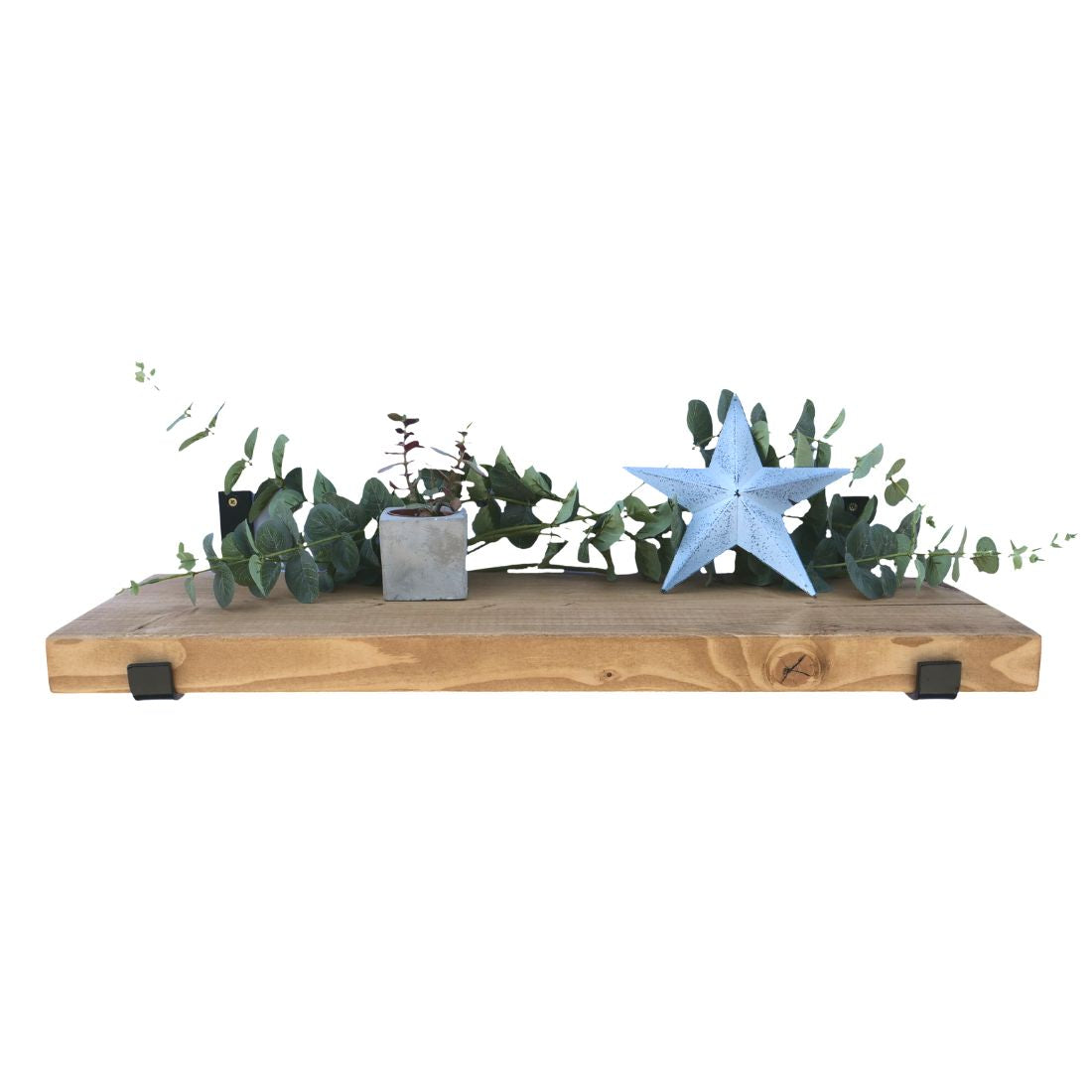 Pair of Rustic Wooden Shelves with Seated L Brackets handcrafted in the UK Shelves Masterplank UK Single Shelf 50cm