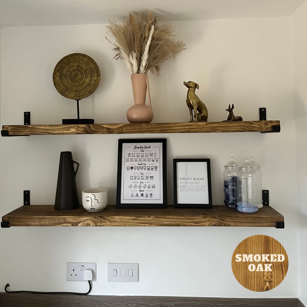 Pair of Rustic Wooden Shelves handcrafted in the UK Shelves masterplank-shop