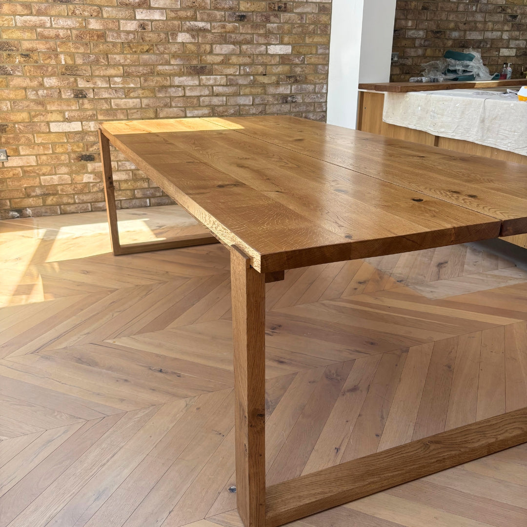 Burnan Solid Oak Dining Table Set - Oak Box legs