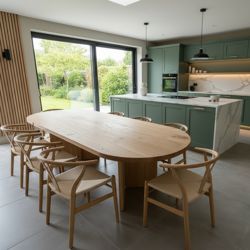 Solid Oak Ovum Dining Table