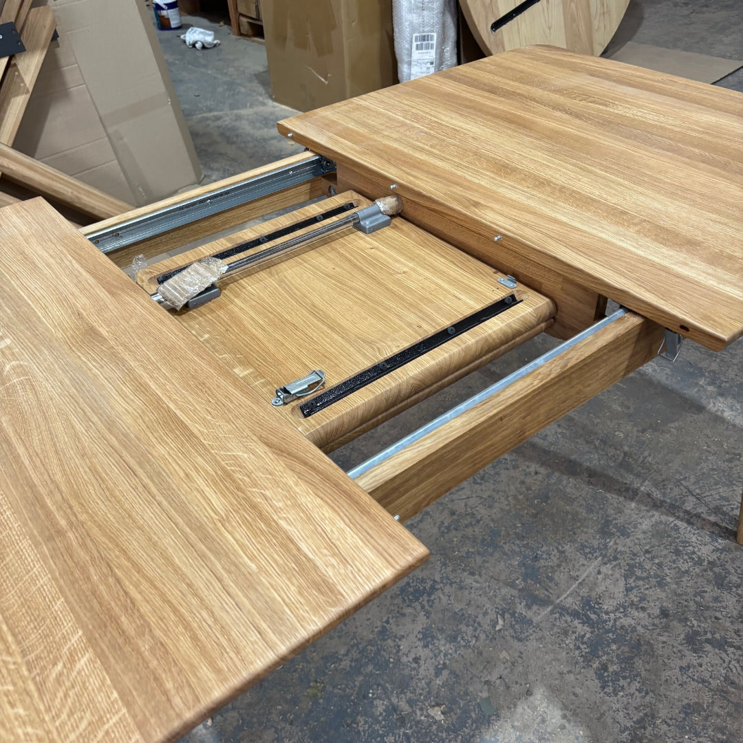 Ex Demo - Central Extending Solid Oak Dining table 141cm x 90cm (extends to 181cm)