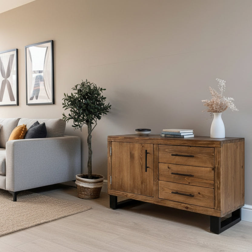 Roma Rustic TV Cabinet - With sliding drawers Tables masterplank-shop Small - 95cm x 44cm