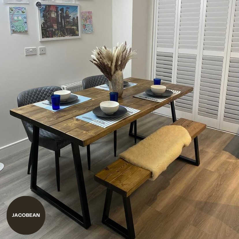 Rustic Dining Table - Thin Trapezium Legs