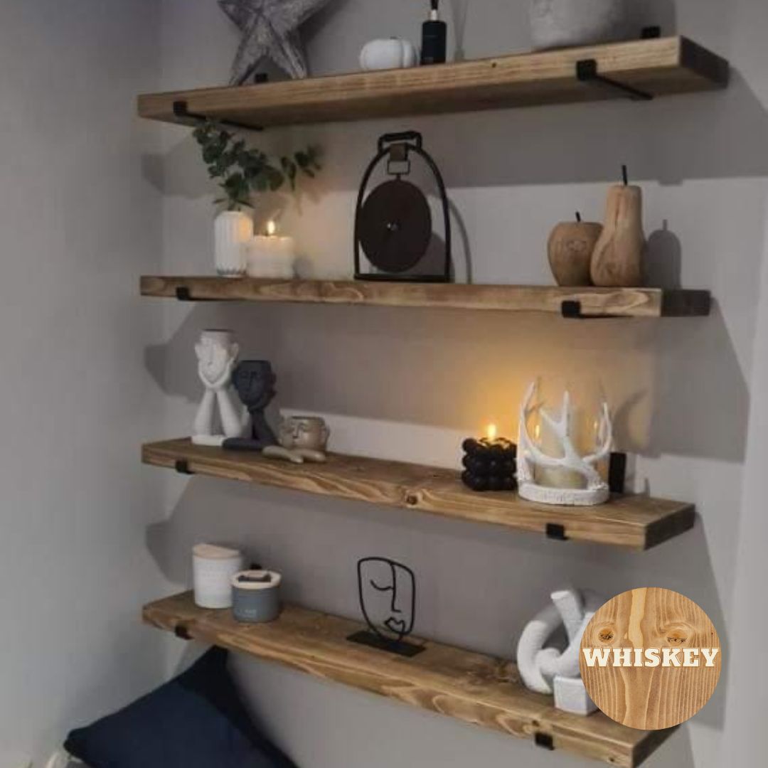 Pair of Rustic Wooden Shelves handcrafted in the UK Shelves masterplank-shop