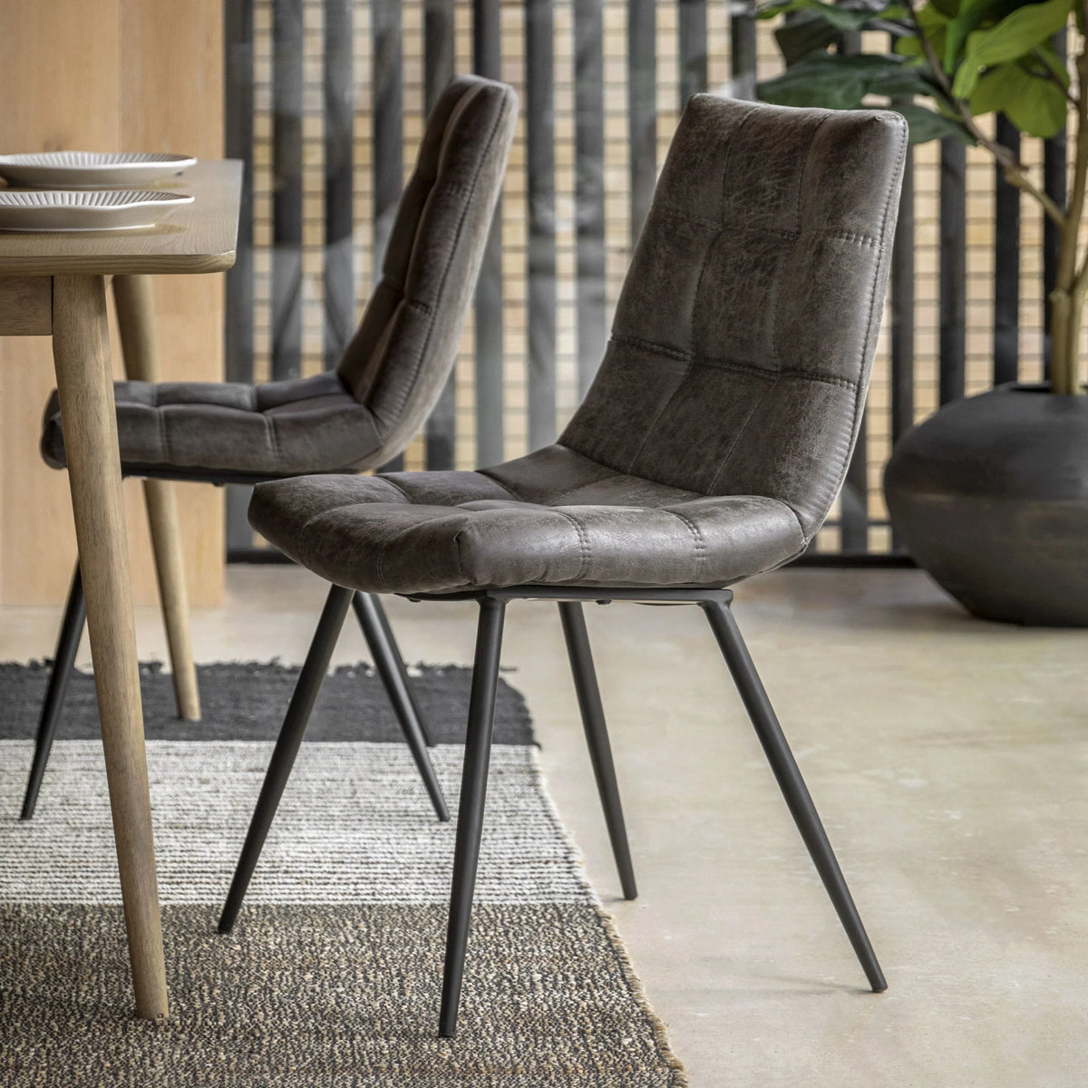 Bradoc Faux Leather Dining Chair Set of Two