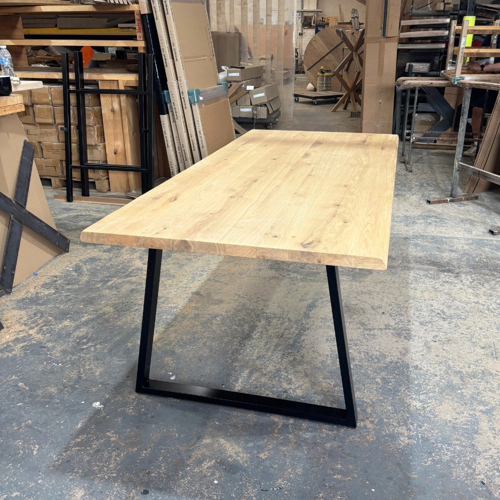 Solid Oak 220cm x 100cm Table With Choise of legs - Waney edge